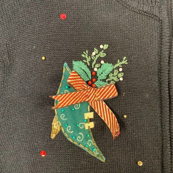 Vintage Heirloom Collectibles Sweater Womens Medium Boots Christmas Cardigan - Picture 4 of 12